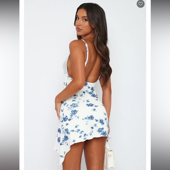 White Fox Settle For You Mini Dress Blue Ivory - Picture 4 of 6